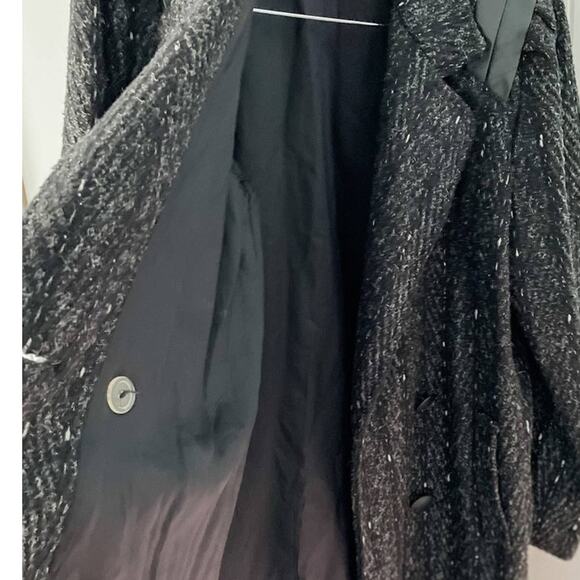 Vintage 80s marled wool double breasted pea coat leather shoulders size medium M - Picture 3 of 10